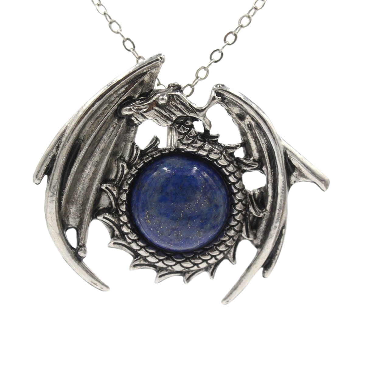 1 Pc Crystal Healing Stone Necklace Vintage Dragon Pendant Necklace Gemstone Jewelry for Man Women