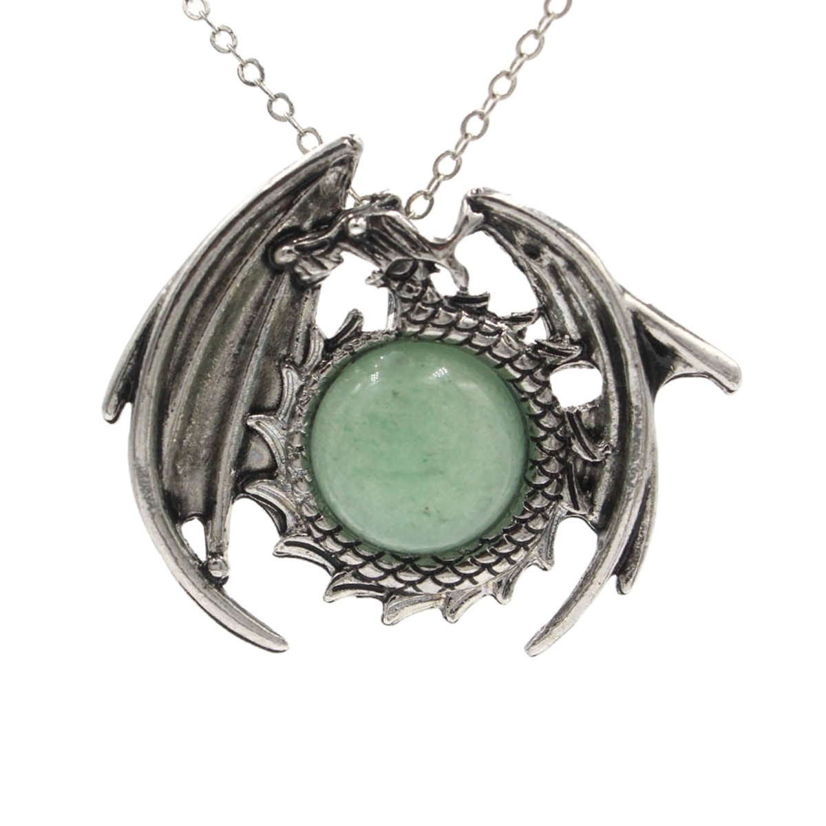 1 Pc Crystal Healing Stone Necklace Vintage Dragon Pendant Necklace Gemstone Jewelry for Man Women