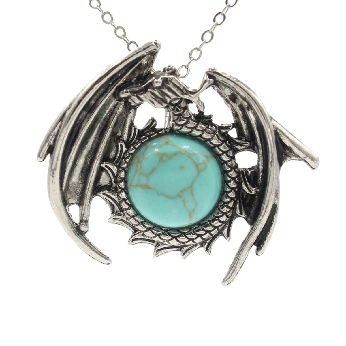 1 Pc Crystal Healing Stone Necklace Vintage Dragon Pendant Necklace Gemstone Jewelry for Man Women
