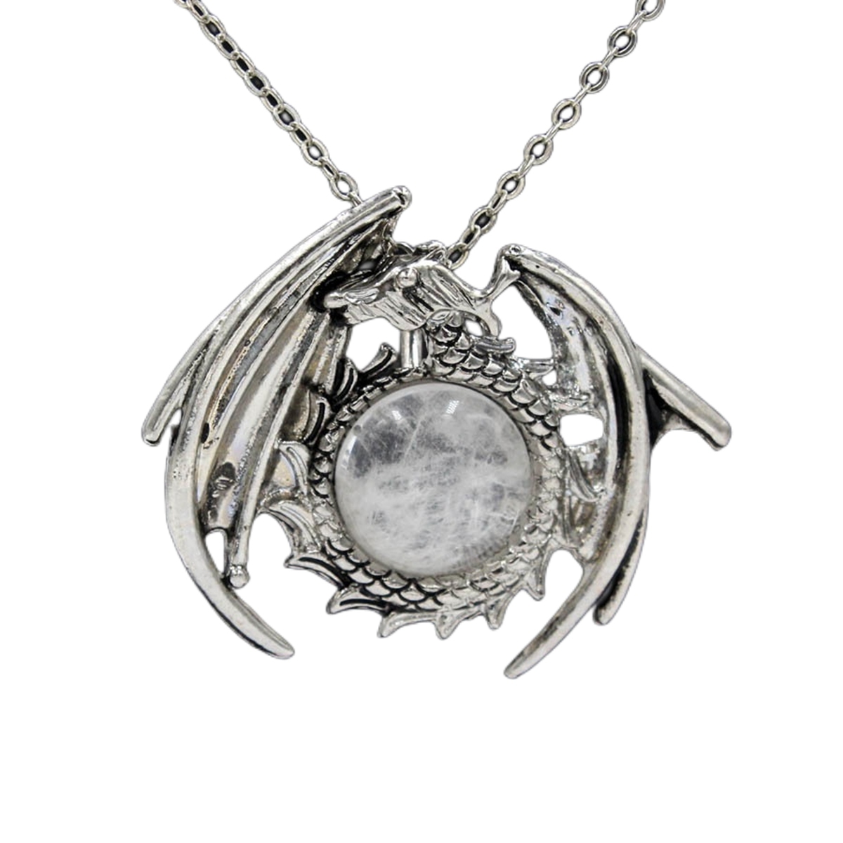 1 Pc Crystal Healing Stone Necklace Vintage Dragon Pendant Necklace Gemstone Jewelry for Man Women
