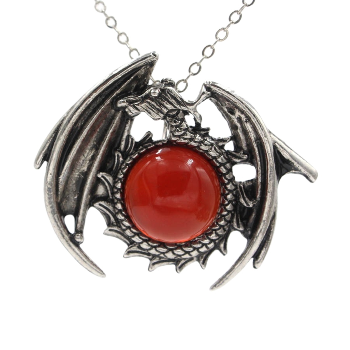 1 Pc Crystal Healing Stone Necklace Vintage Dragon Pendant Necklace Gemstone Jewelry for Man Women