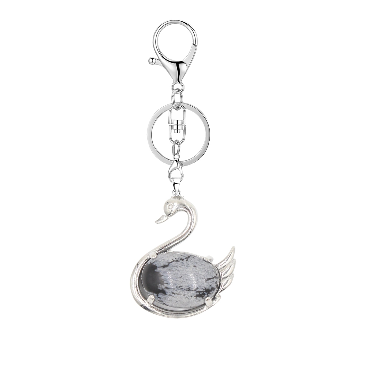 1 Pc Simple Swan Crystal Pendnat Keychain Natural Gemstone Keyring for Men Women