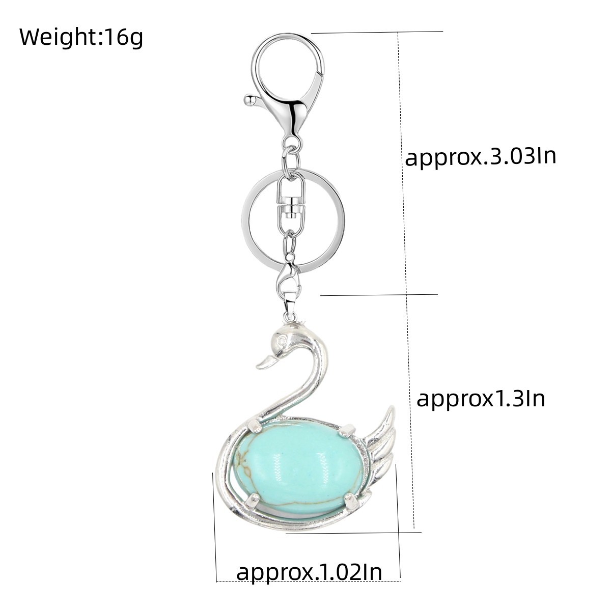 1 Pc Simple Swan Crystal Pendnat Keychain Natural Gemstone Keyring for Men Women