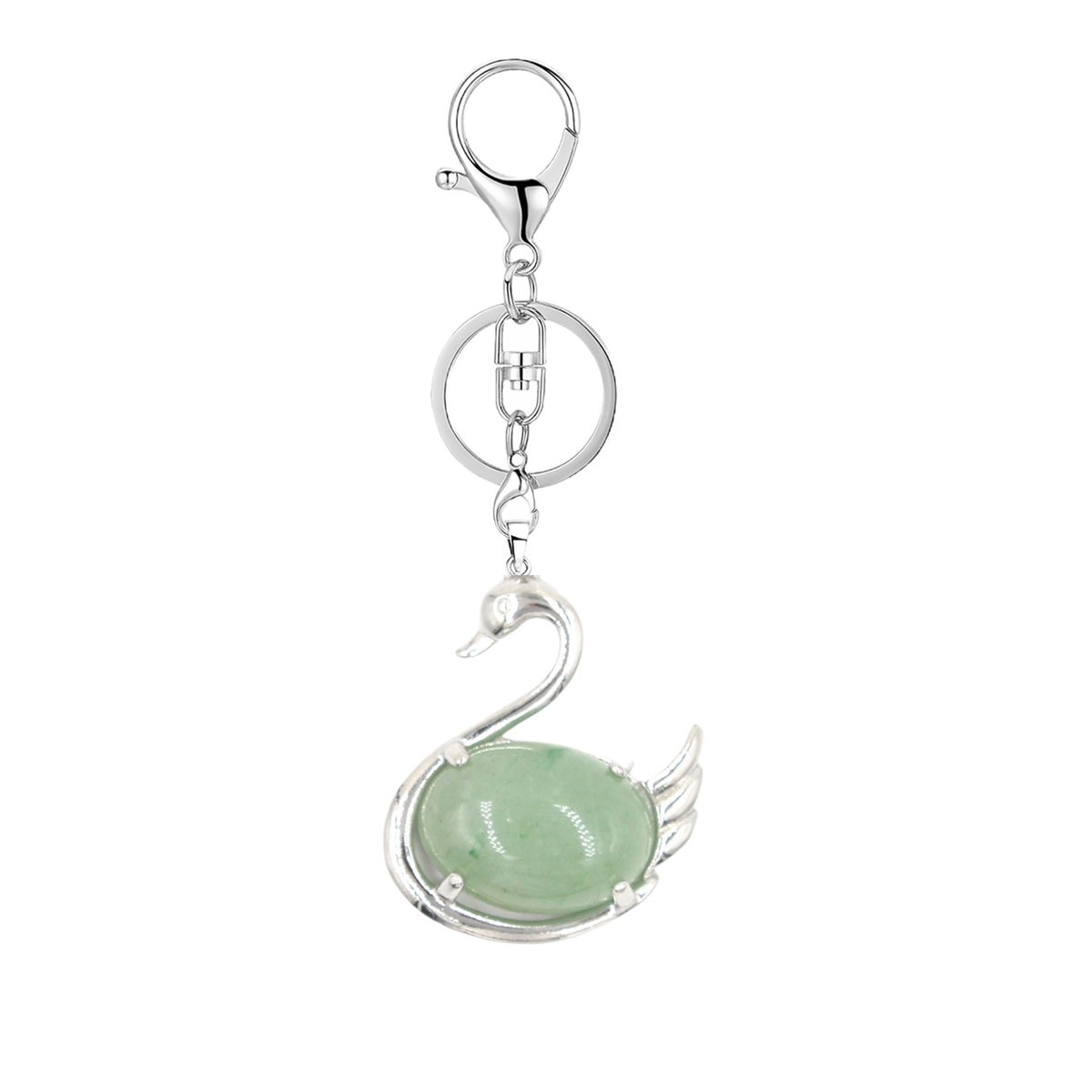 1 Pc Simple Swan Crystal Pendnat Keychain Natural Gemstone Keyring for Men Women
