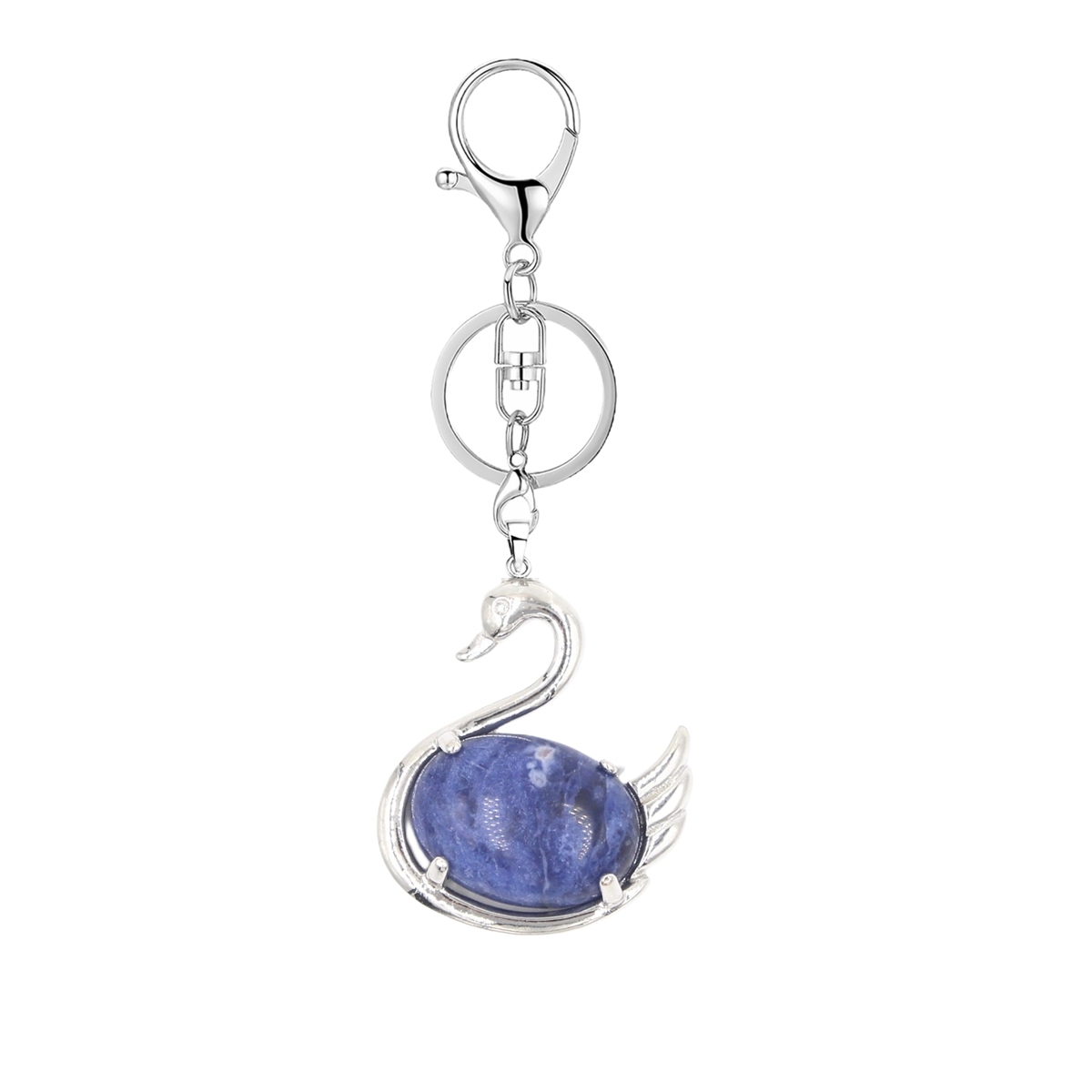 1 Pc Simple Swan Crystal Pendnat Keychain Natural Gemstone Keyring for Men Women