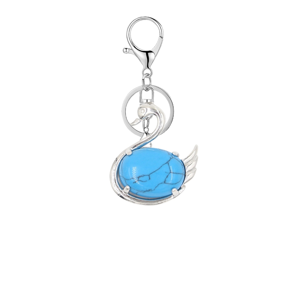 1 Pc Simple Swan Crystal Pendnat Keychain Natural Gemstone Keyring for Men Women