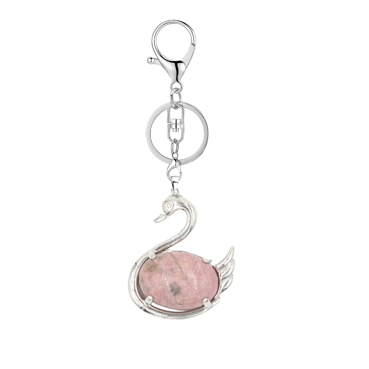1 Pc Simple Swan Crystal Pendnat Keychain Natural Gemstone Keyring for Men Women