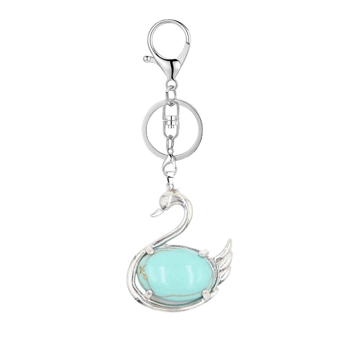 1 Pc Simple Swan Crystal Pendnat Keychain Natural Gemstone Keyring for Men Women