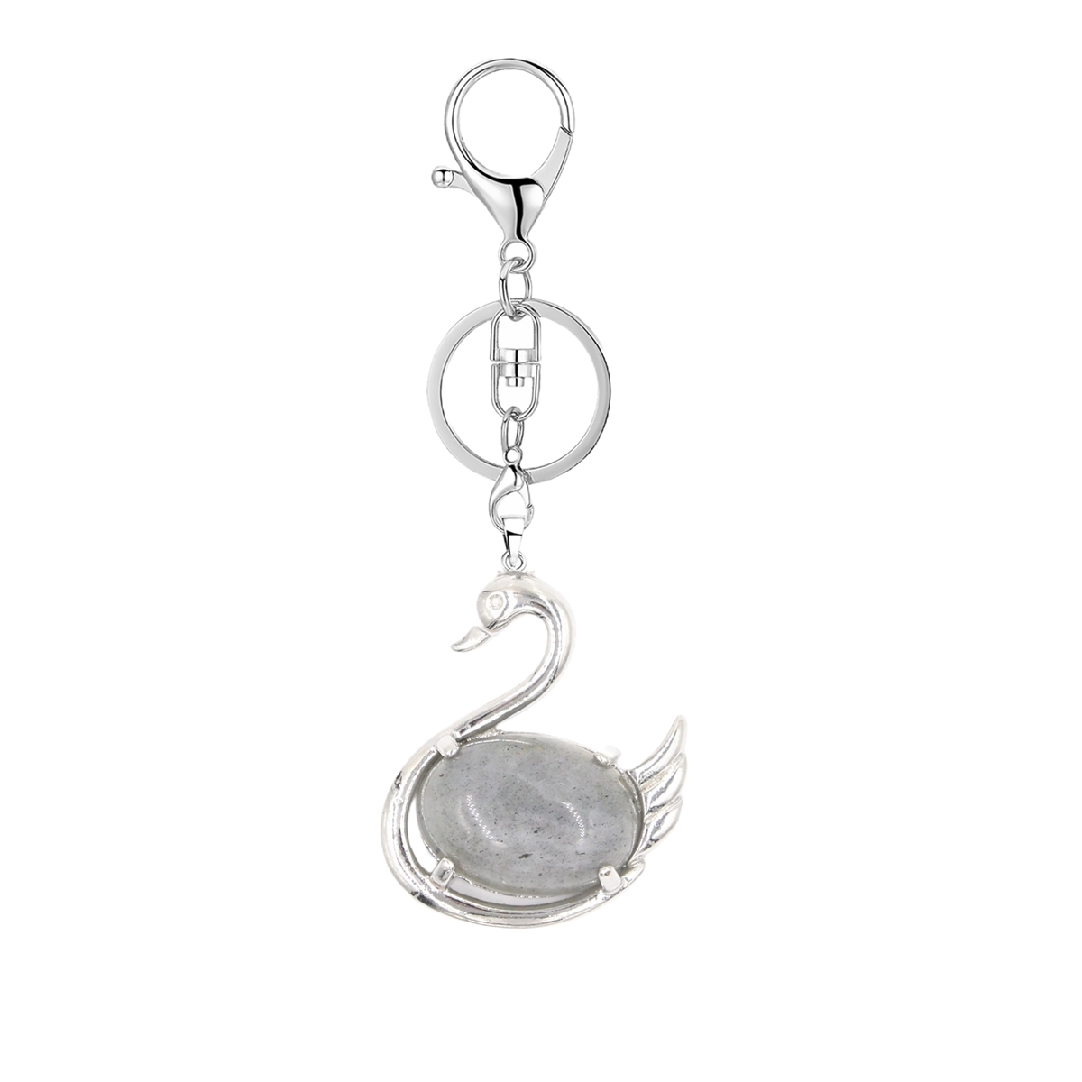 1 Pc Simple Swan Crystal Pendnat Keychain Natural Gemstone Keyring for Men Women
