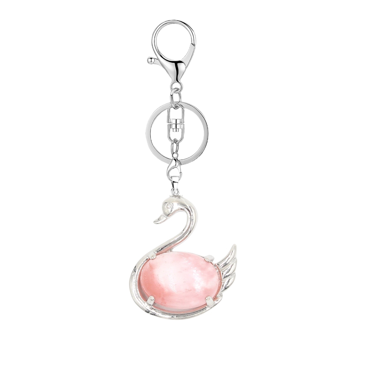 1 Pc Simple Swan Crystal Pendnat Keychain Natural Gemstone Keyring for Men Women