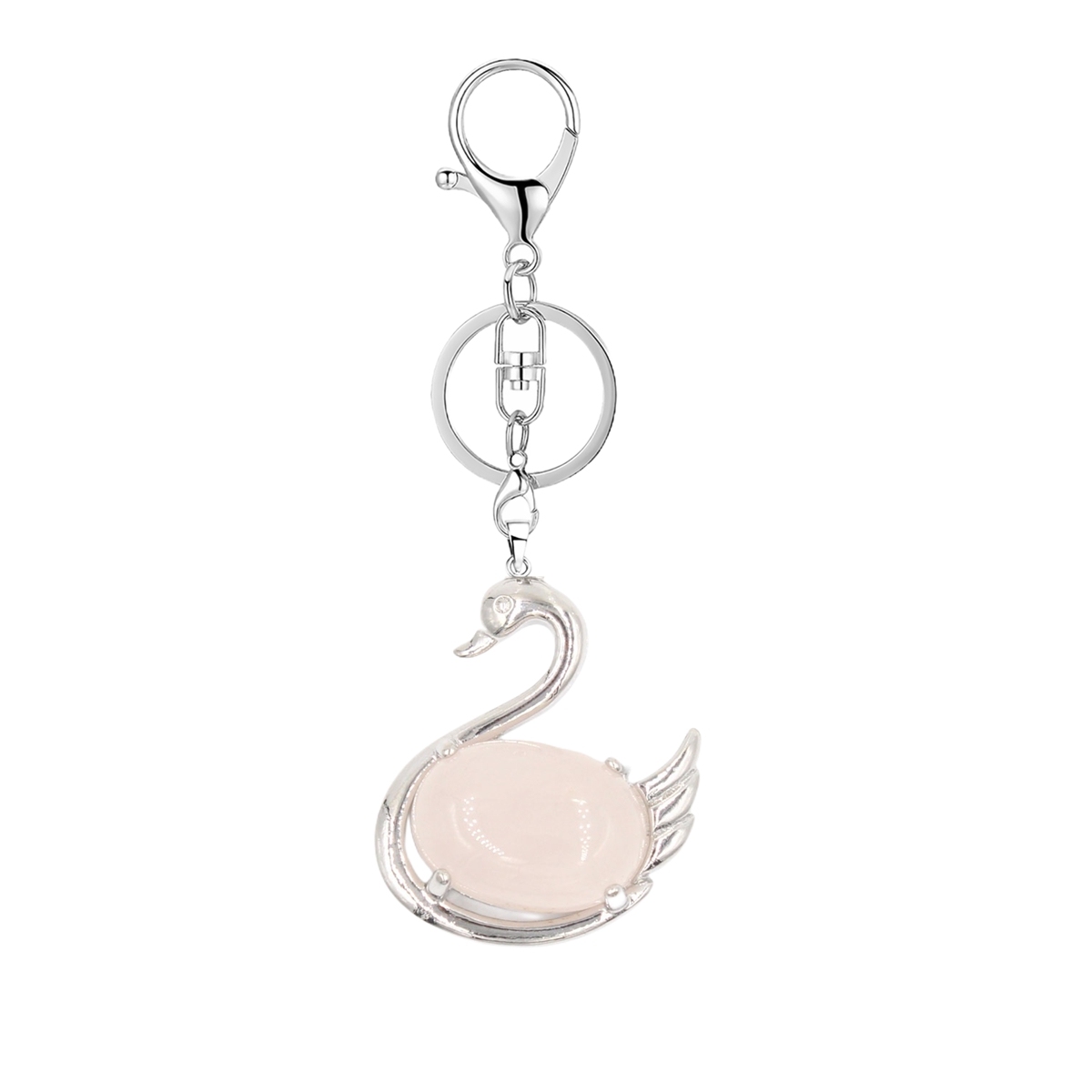 1 Pc Simple Swan Crystal Pendnat Keychain Natural Gemstone Keyring for Men Women