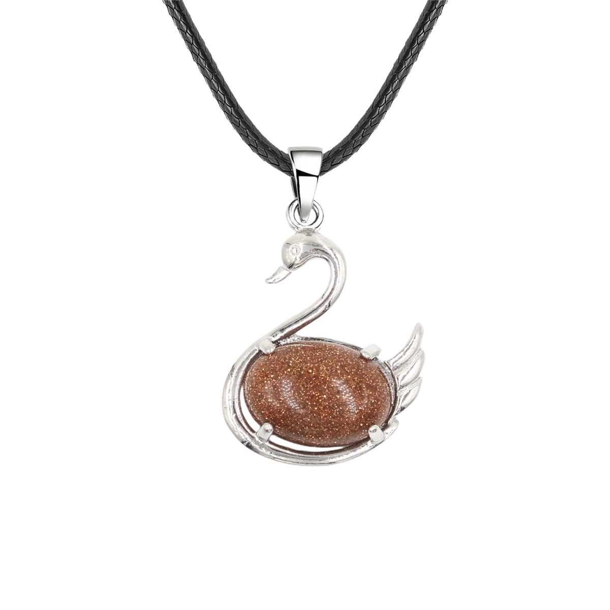 1 Pc Simple Swan Crystal Pendant Necklace Natural Gemstone Jewelry for Men Women