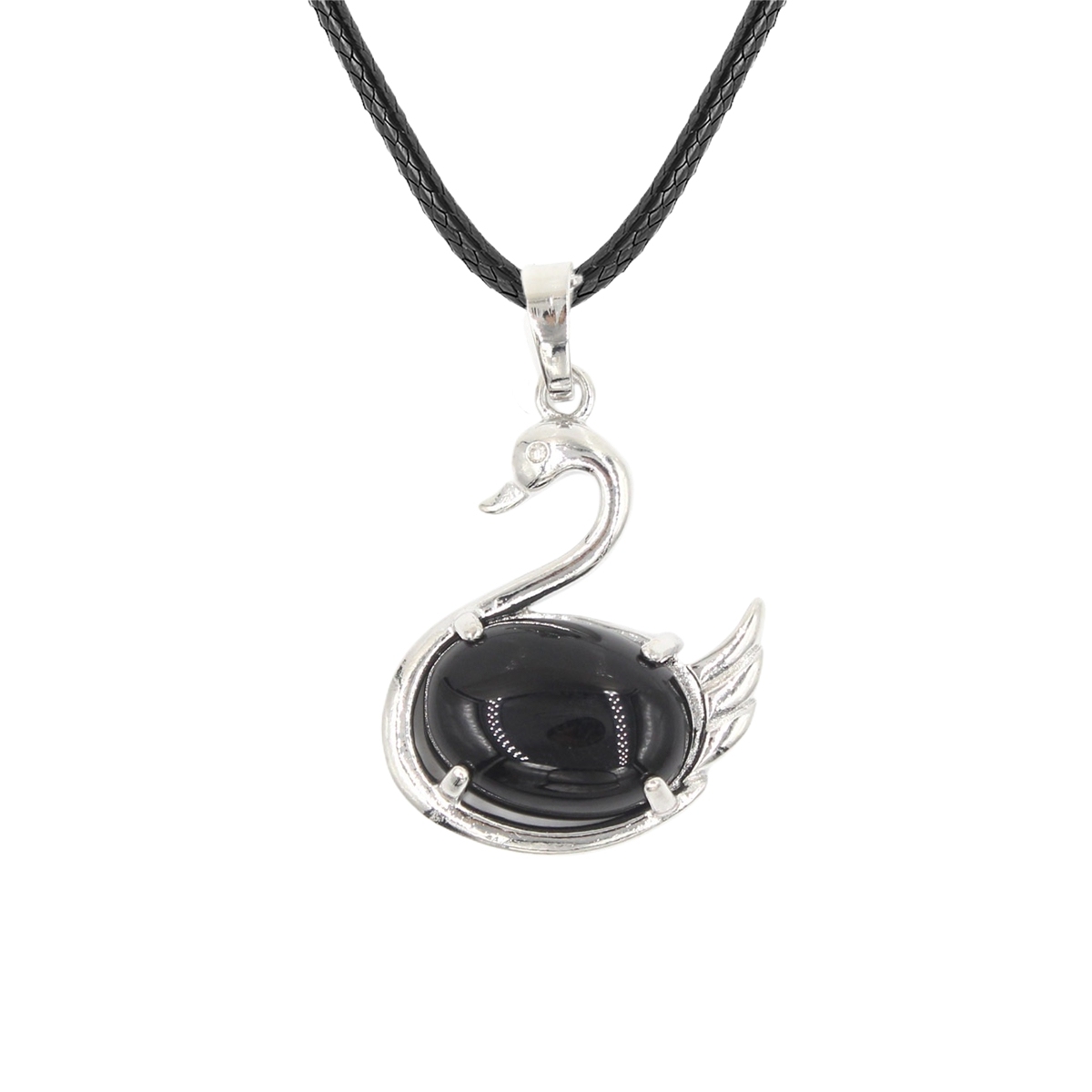 1 Pc Simple Swan Crystal Pendant Necklace Natural Gemstone Jewelry for Men Women