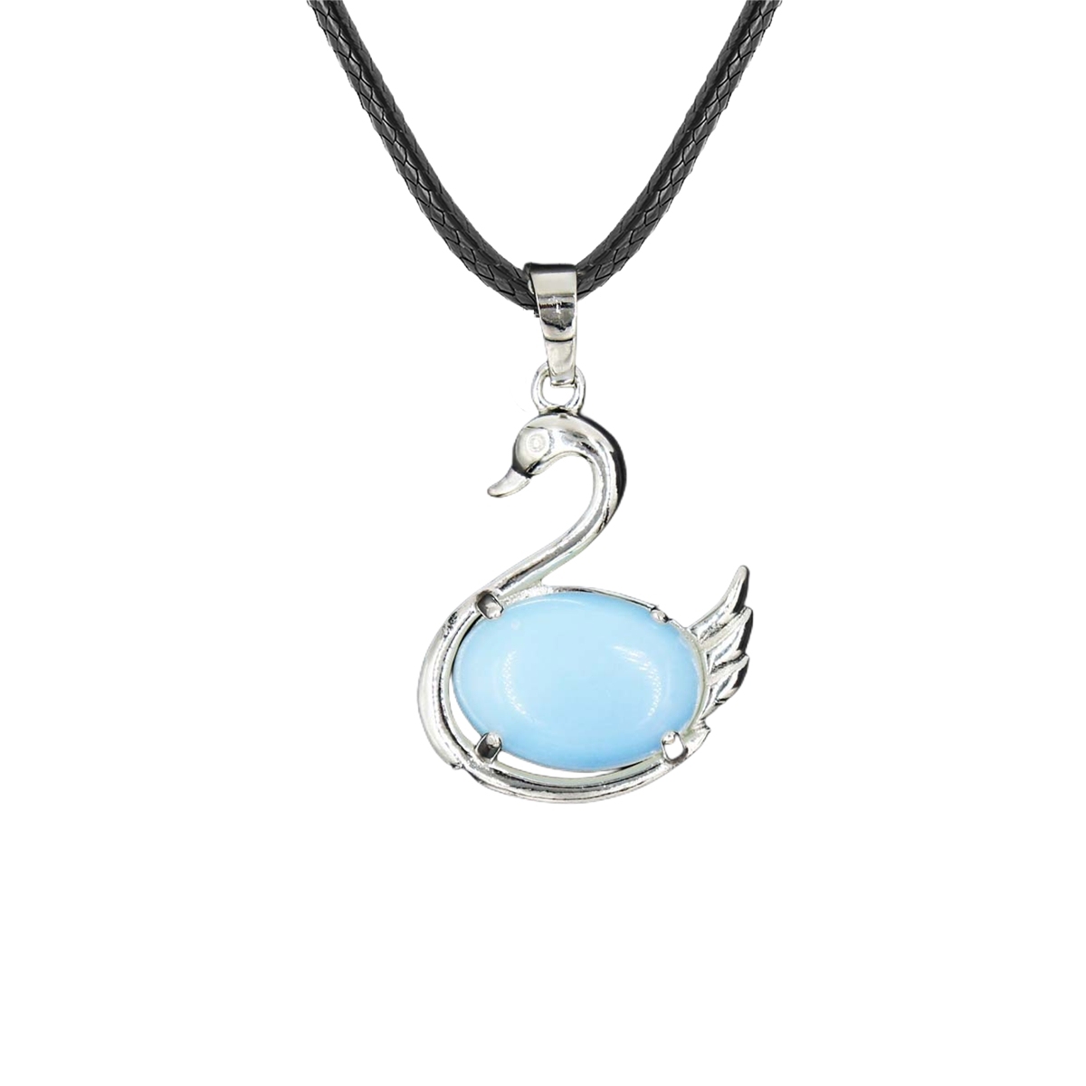 1 Pc Simple Swan Crystal Pendant Necklace Natural Gemstone Jewelry for Men Women