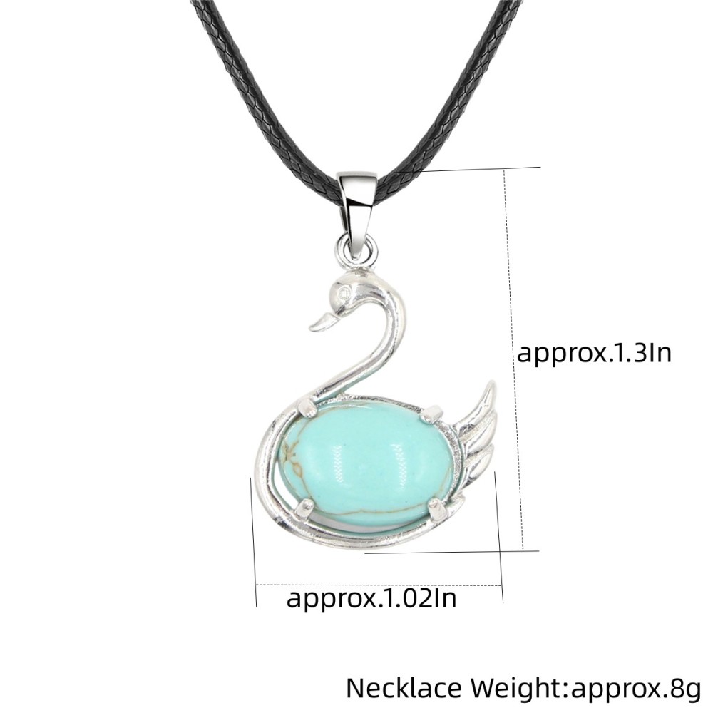 1 Pc Simple Swan Crystal Pendant Necklace Natural Gemstone Jewelry for Men Women