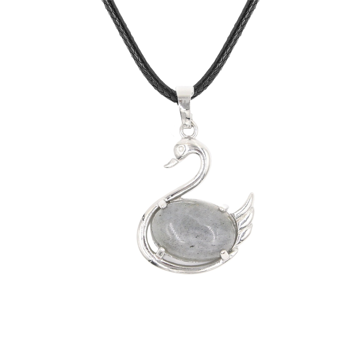 1 Pc Simple Swan Crystal Pendant Necklace Natural Gemstone Jewelry for Men Women
