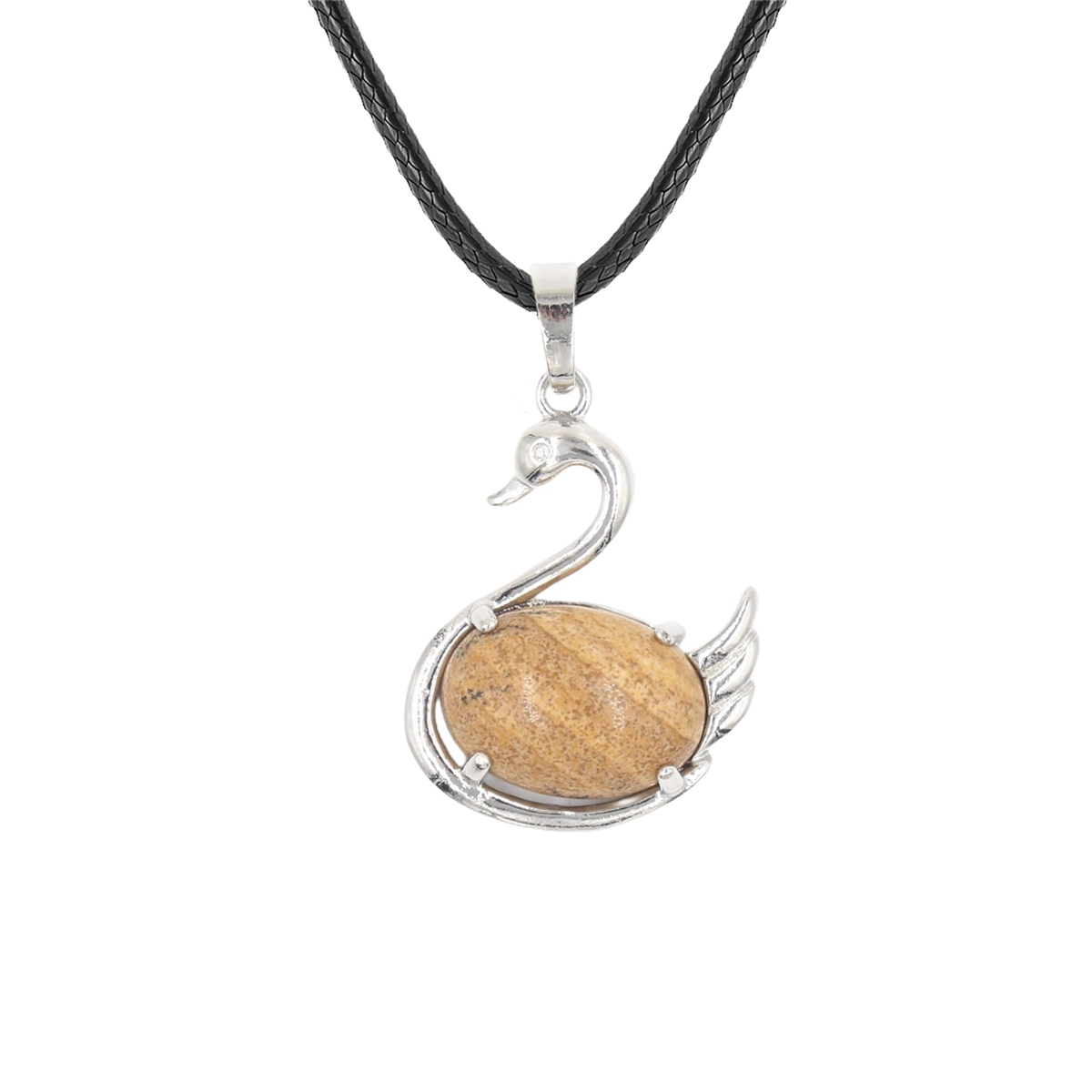 1 Pc Simple Swan Crystal Pendant Necklace Natural Gemstone Jewelry for Men Women