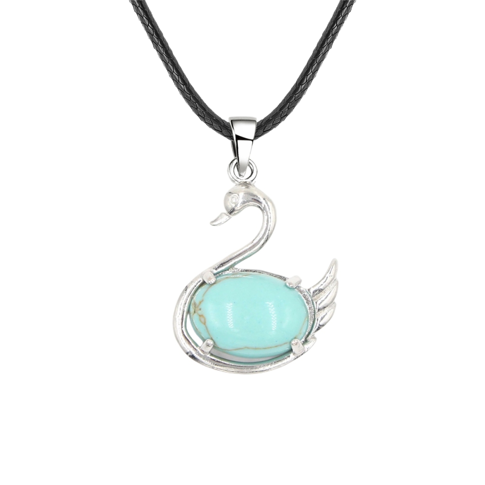 1 Pc Simple Swan Crystal Pendant Necklace Natural Gemstone Jewelry for Men Women