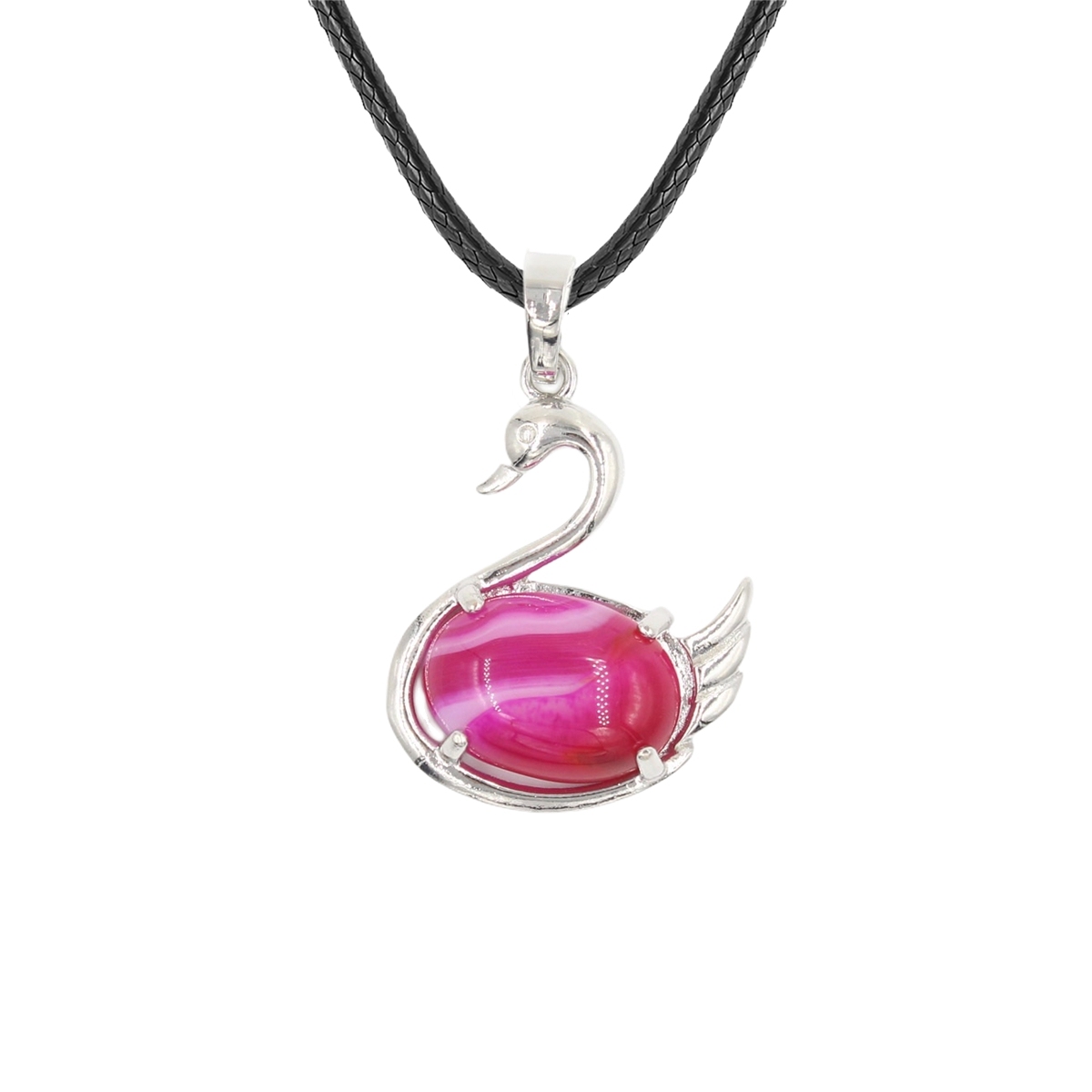 1 Pc Simple Swan Crystal Pendant Necklace Natural Gemstone Jewelry for Men Women