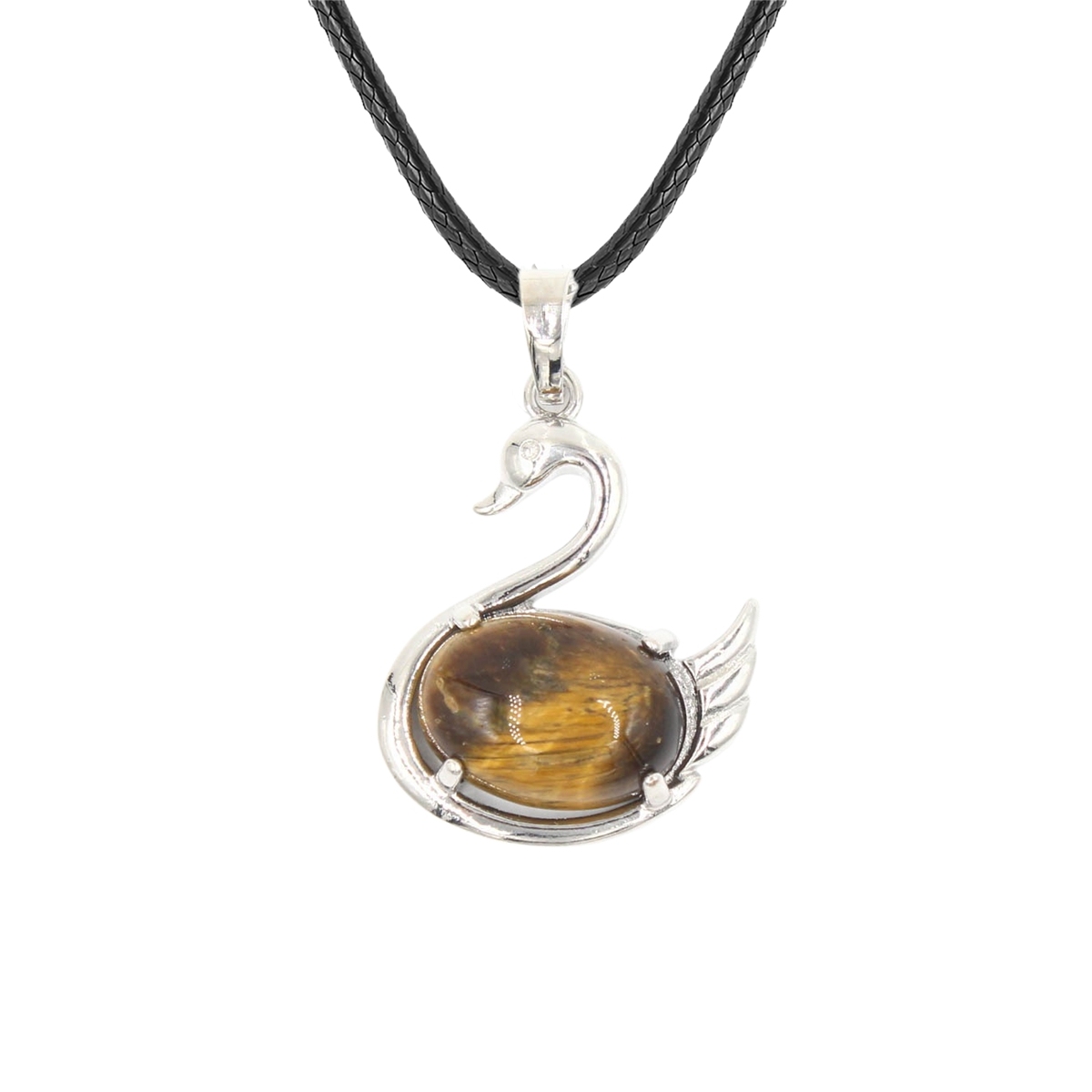 1 Pc Simple Swan Crystal Pendant Necklace Natural Gemstone Jewelry for Men Women