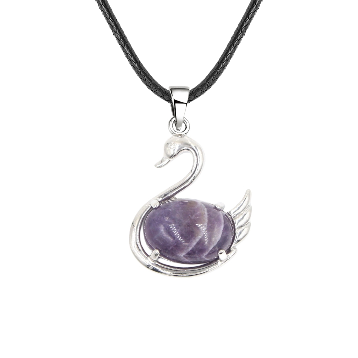 1 Pc Simple Swan Crystal Pendant Necklace Natural Gemstone Jewelry for Men Women