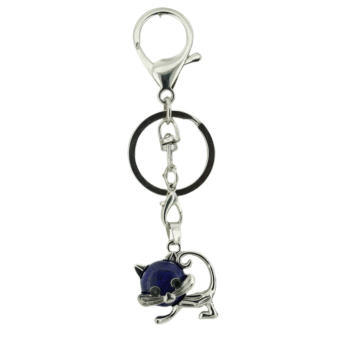 Lovely Simple Cat Natural Crystal Gemstone Keychain Stone Chakra Keyring