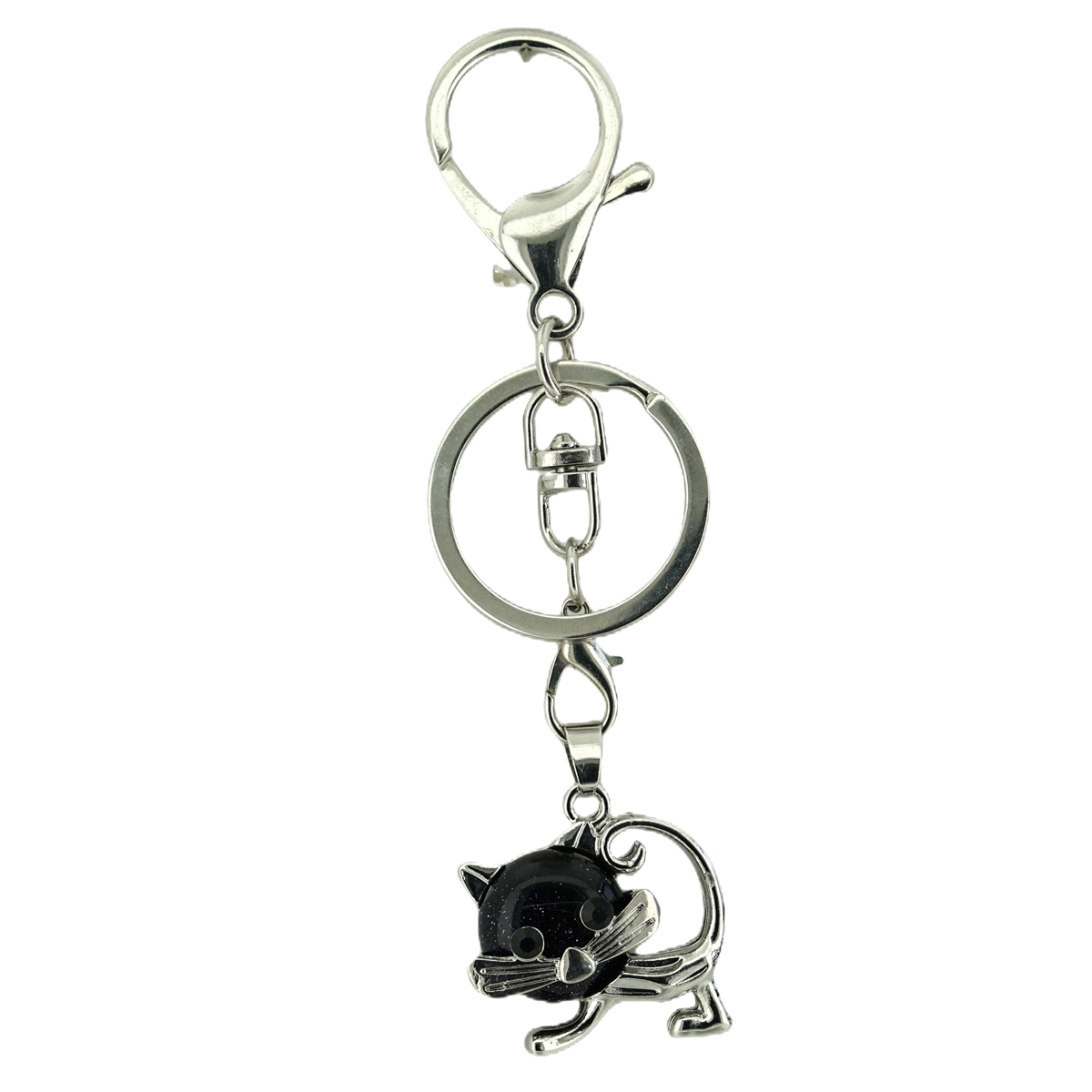 Lovely Simple Cat Natural Crystal Gemstone Keychain Stone Chakra Keyring
