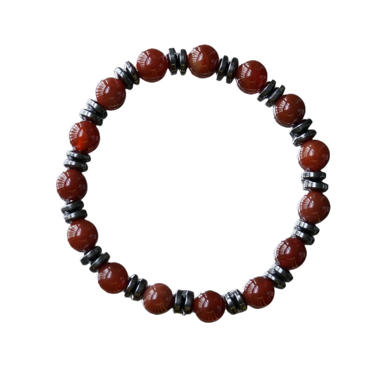 8MM Round Beads Hematite Stretch Healing Crystal Bracelets Inspirational Gemstone Jewelry Gift Idea You Are Loved