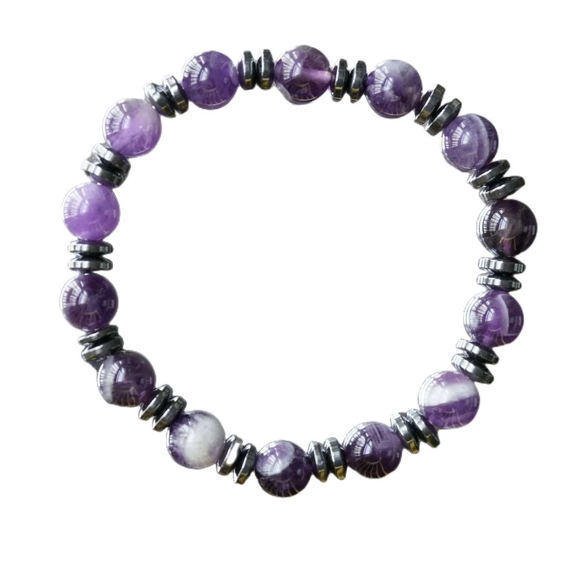 8MM Round Beads Hematite Stretch Healing Crystal Bracelets Inspirational Gemstone Jewelry Gift Idea You Are Loved