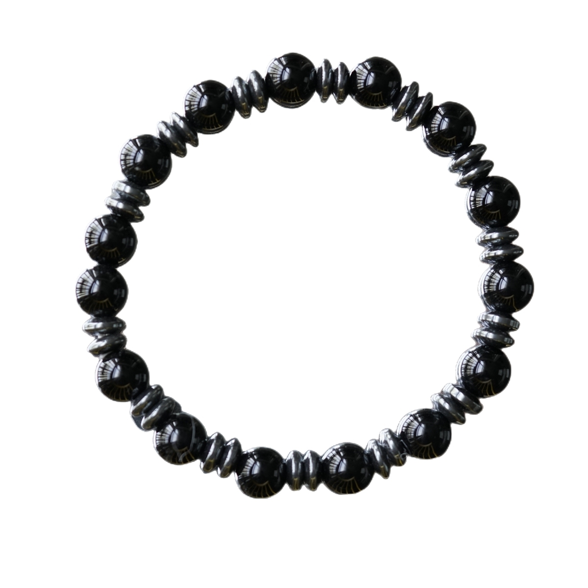 8MM Round Beads Hematite Stretch Healing Crystal Bracelets Inspirational Gemstone Jewelry Gift Idea You Are Loved