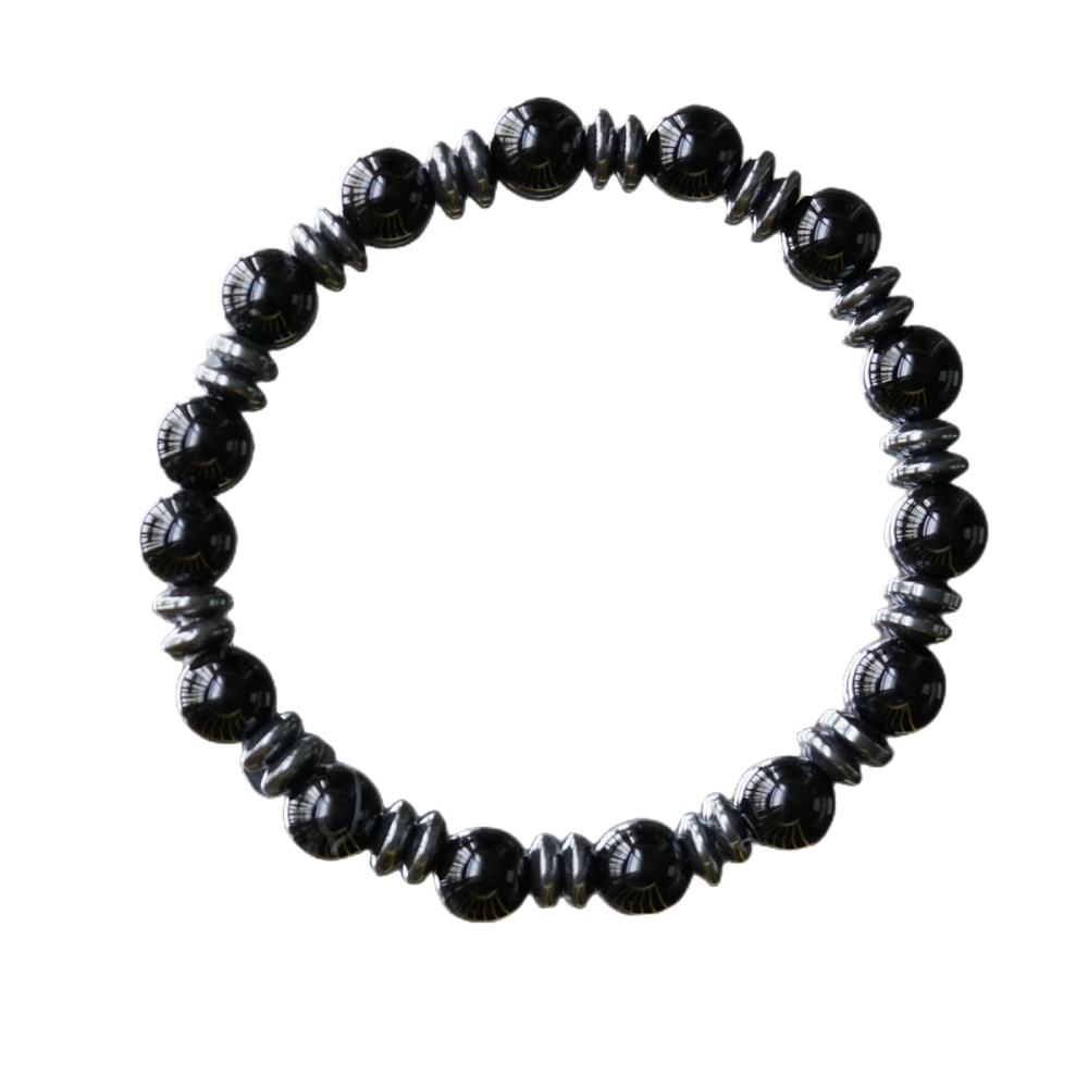 8MM Round Beads Hematite Stretch Healing Crystal Bracelets Inspirational Gemstone Jewelry Gift Idea You Are Loved