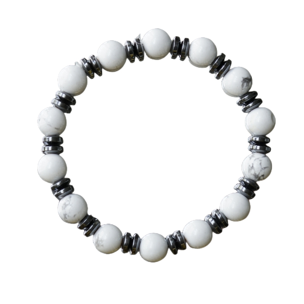 8MM Round Beads Hematite Stretch Healing Crystal Bracelets Inspirational Gemstone Jewelry Gift Idea You Are Loved
