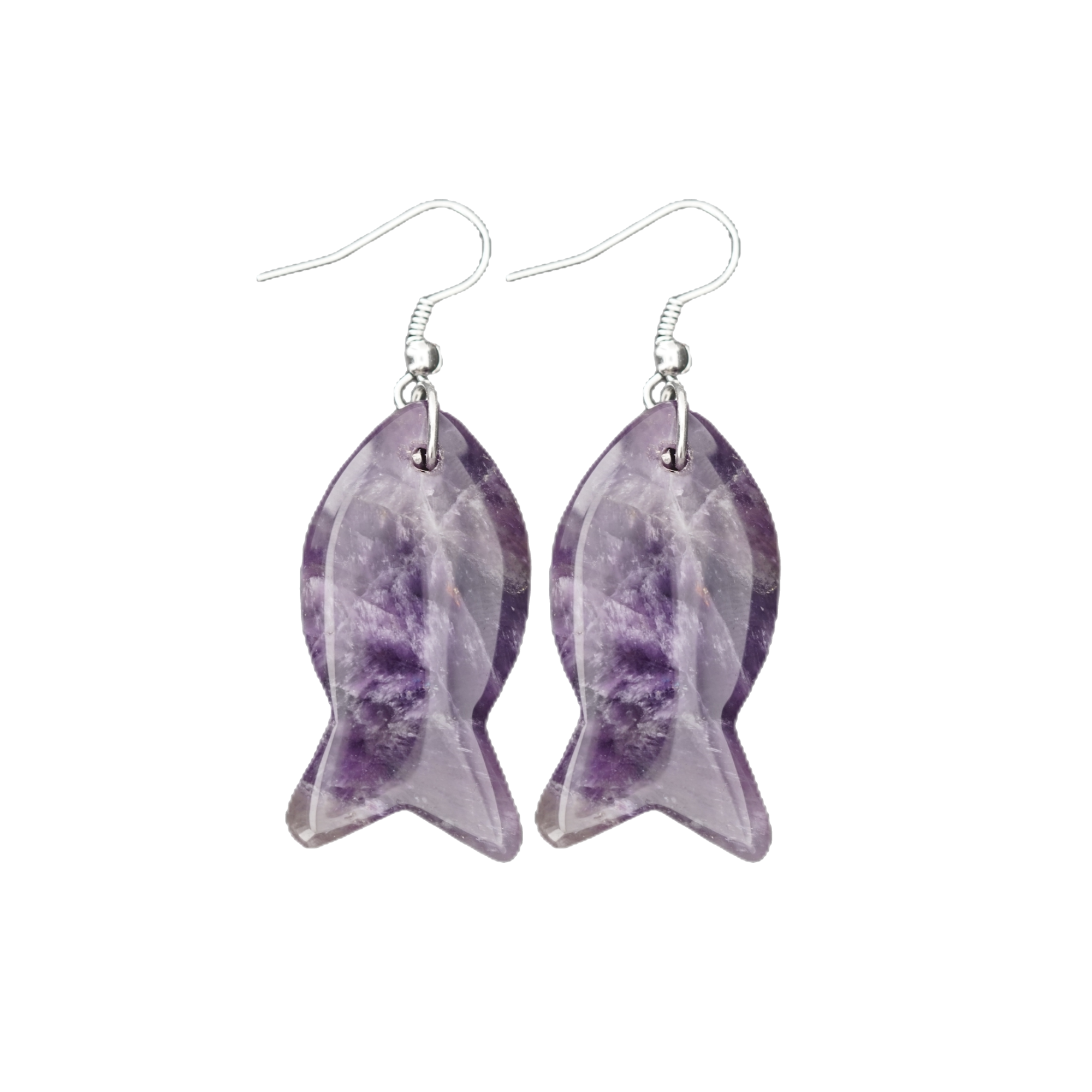 1 Pair Healing Reiki Chakra Fish Crystal Dangle Earrings Handmade Gemstone Birthstone Jewelry for Women Girls