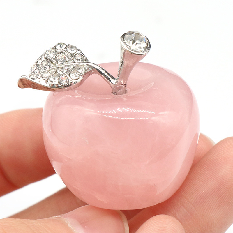 1 Pc 0.79Inch Natural Crystal Apple Ornament Birthstone Gemstone  for Home Office Decor