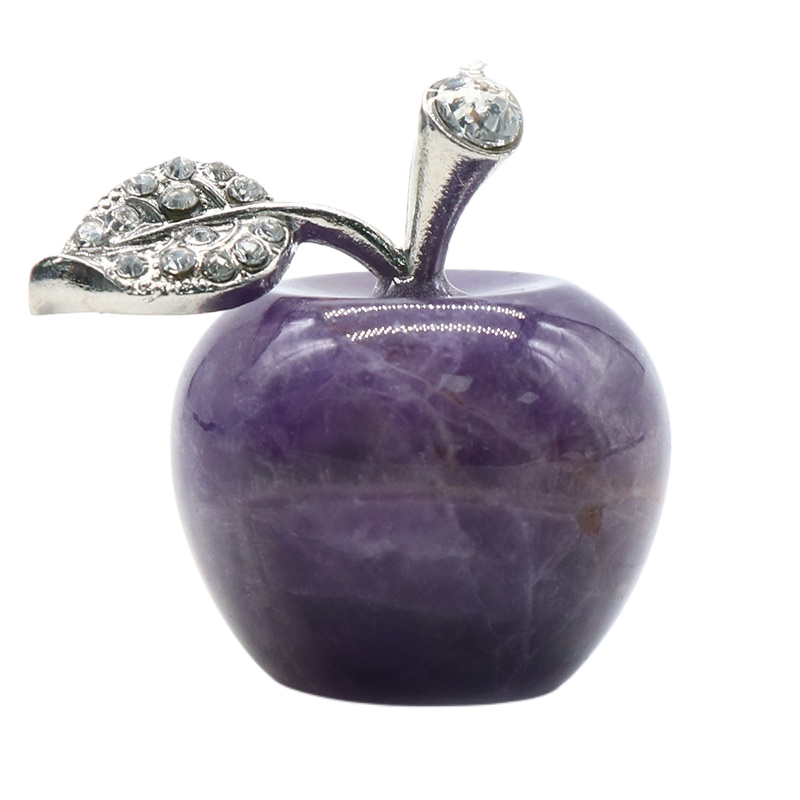 1 Pc 0.79Inch Natural Crystal Apple Ornament Birthstone Gemstone  for Home Office Decor