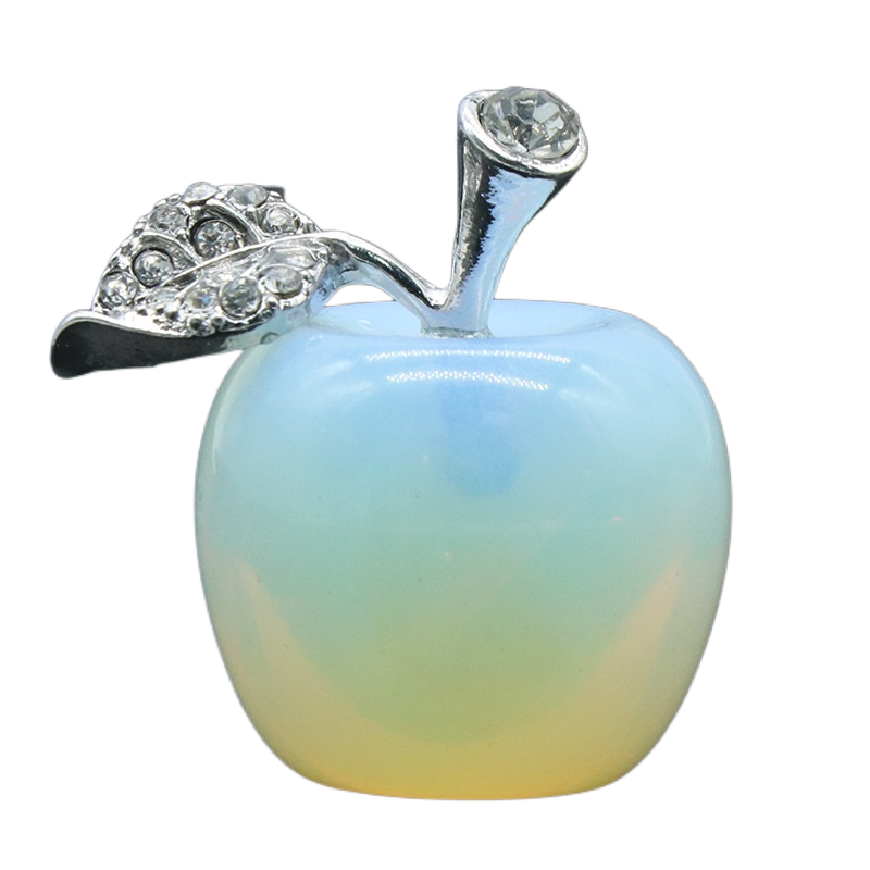 1 Pc 0.79Inch Natural Crystal Apple Ornament Birthstone Gemstone  for Home Office Decor