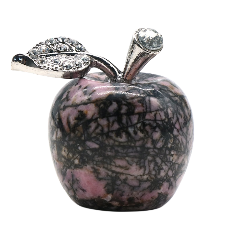 1 Pc 0.79Inch Natural Crystal Apple Ornament Birthstone Gemstone  for Home Office Decor