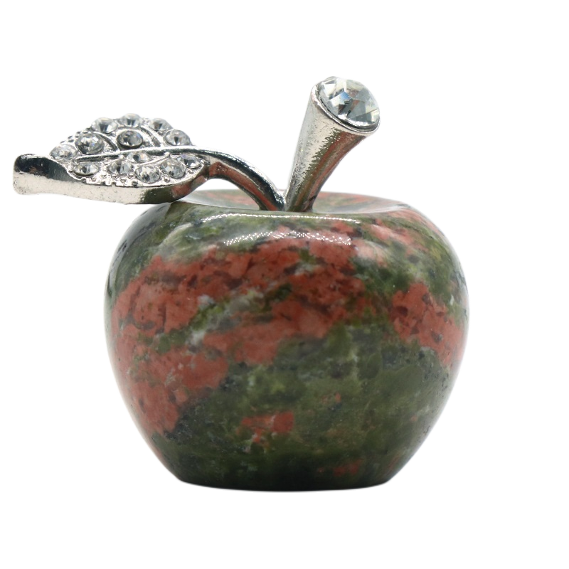 1 Pc 0.79Inch Natural Crystal Apple Ornament Birthstone Gemstone  for Home Office Decor