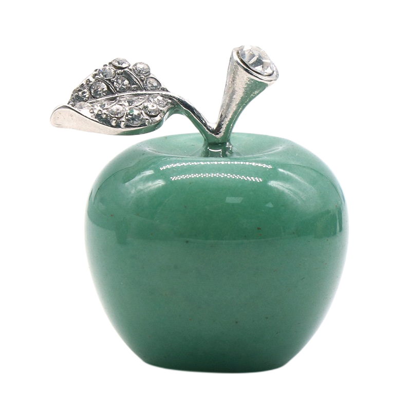 1 Pc 0.79Inch Natural Crystal Apple Ornament Birthstone Gemstone  for Home Office Decor