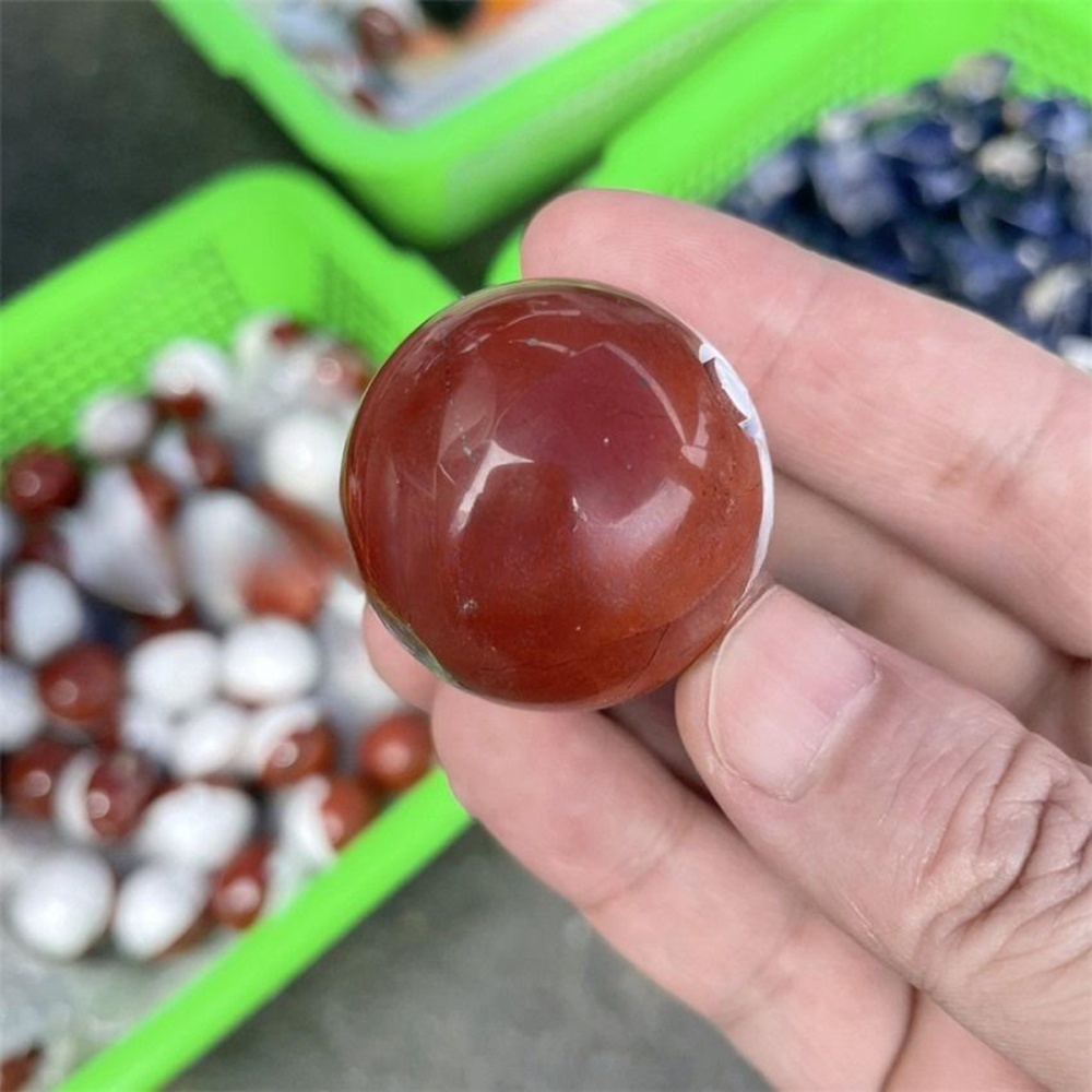1 Pc 0.79In/1.18In/1.57In Red Jasper Howlite  Pokemon Poké Ball Christmas Ornament Natural Gemstone Decoration for Home Office