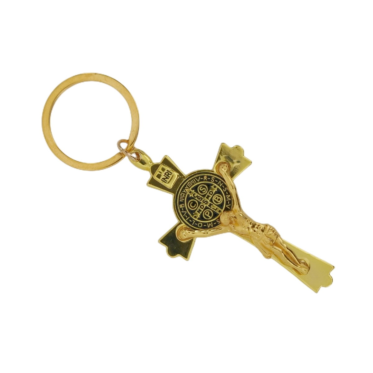 1 Pc Jesus Crucifix Pendant KeyChain INRI Saint Cross Keyring Charm