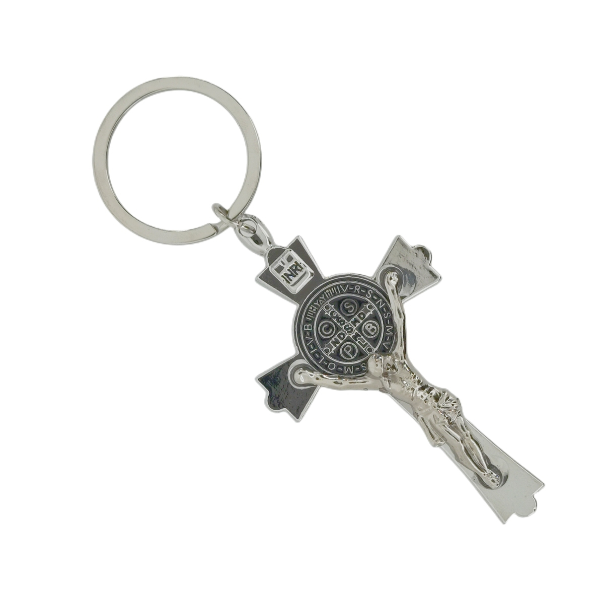 1 Pc Jesus Crucifix Pendant KeyChain INRI Saint Cross Keyring Charm
