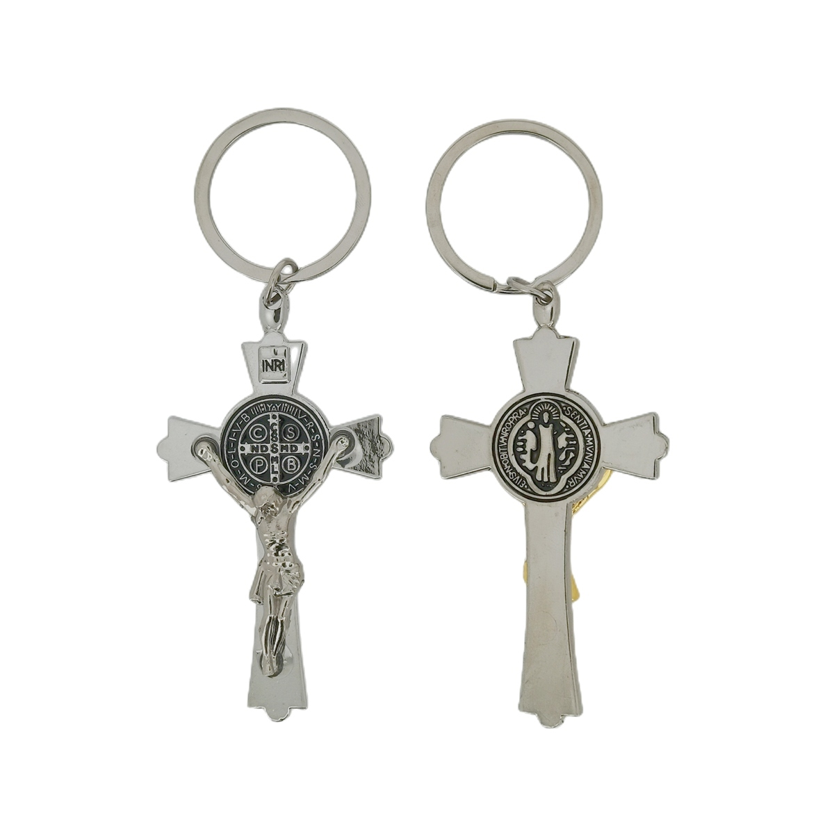 1 Pc Jesus Crucifix Pendant KeyChain INRI Saint Cross Keyring Charm