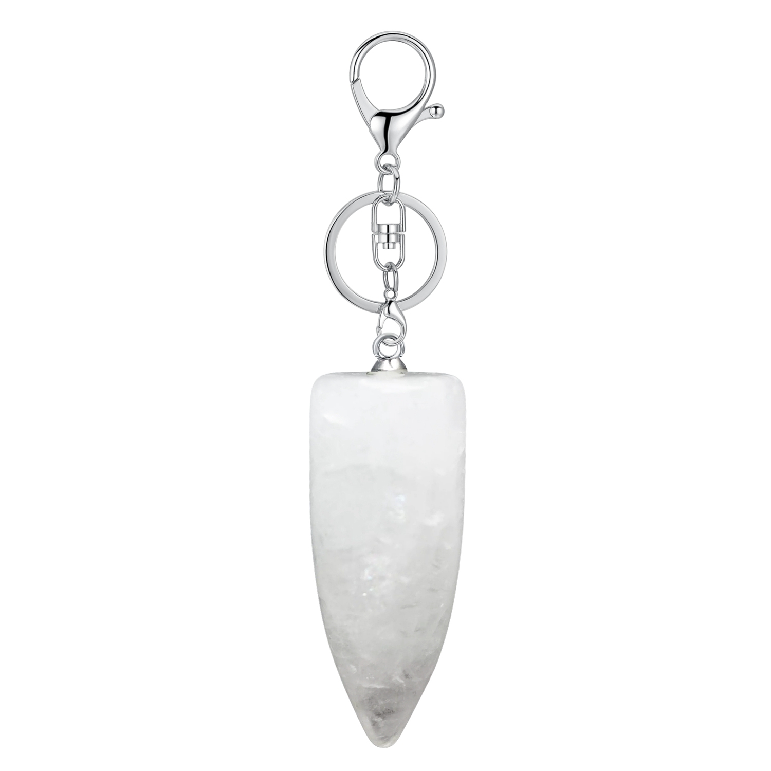 1 Pc Natural Bullet Chakra Stone Pendant Keychain Healing Energy Crystal Keyring Charms for Men Women