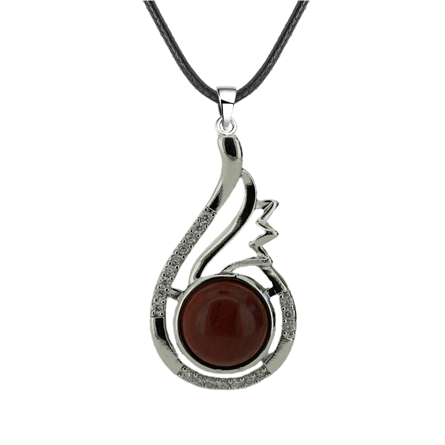 1 Pc Dainty Healing Swan Wrapped Round Crystal Stone Pendant Necklace Adjustable Wing Necklace with Diamond for Men Women