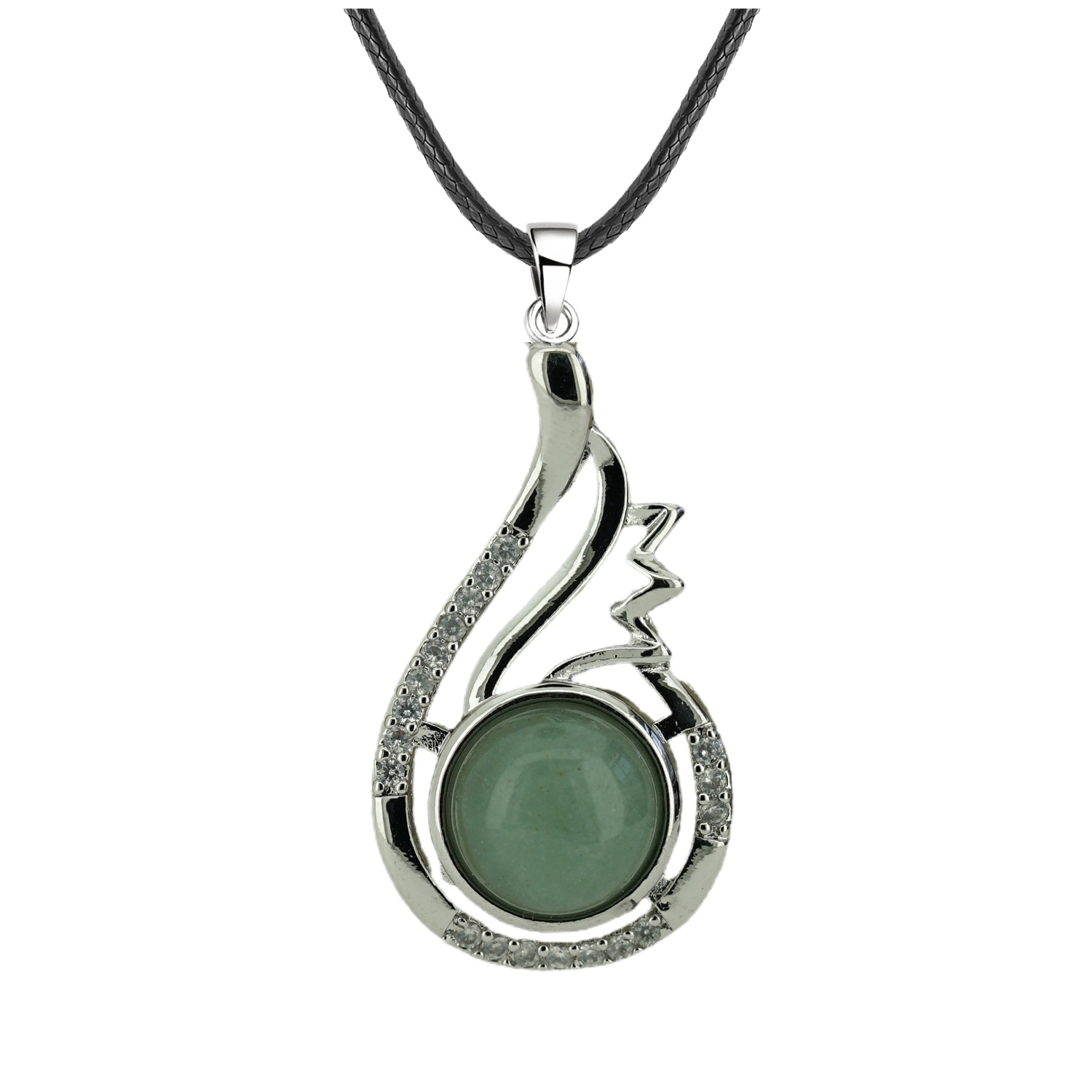 1 Pc Dainty Healing Swan Wrapped Round Crystal Stone Pendant Necklace Adjustable Wing Necklace with Diamond for Men Women