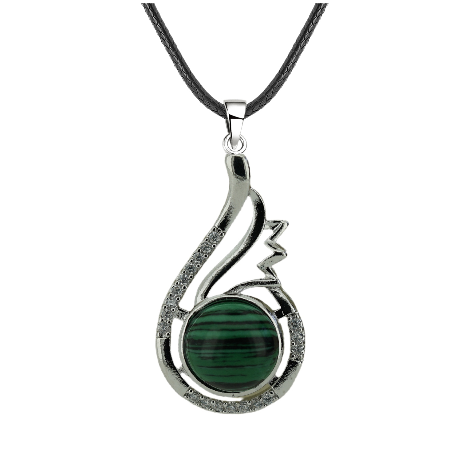 1 Pc Dainty Healing Swan Wrapped Round Crystal Stone Pendant Necklace Adjustable Wing Necklace with Diamond for Men Women