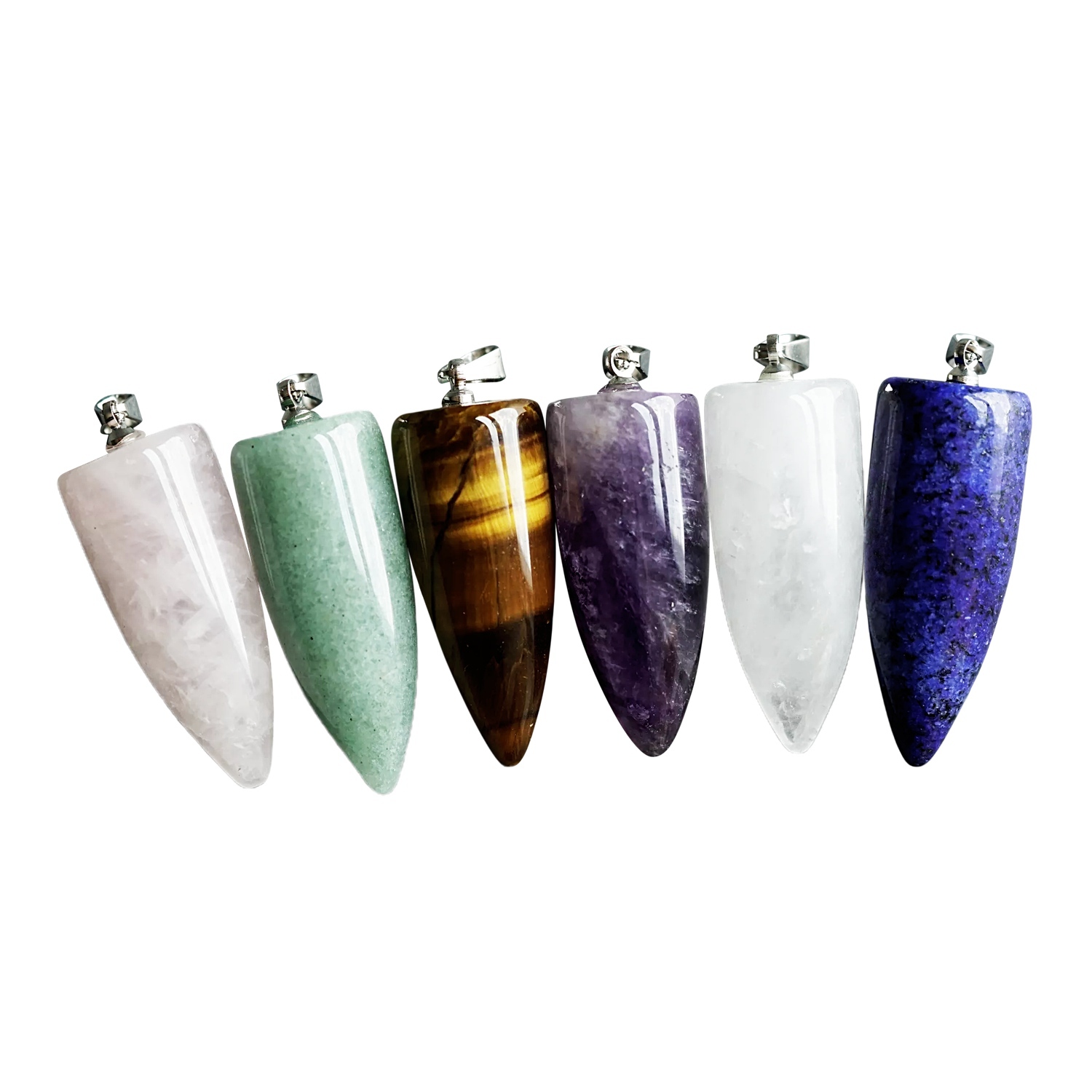 1 Pc Natural Bullet Chakra Stone Pendant Keychain Healing Energy Crystal Keyring Charms for Men Women