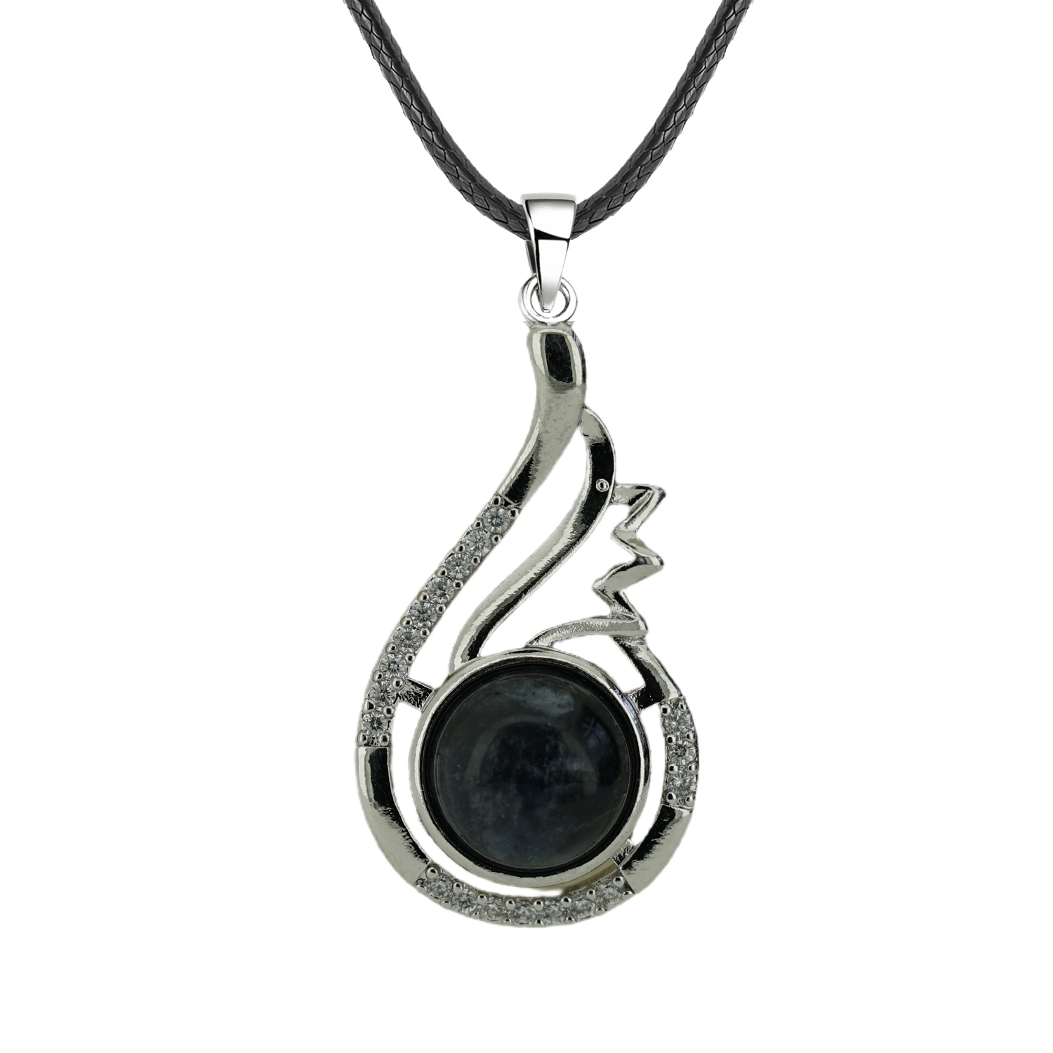 1 Pc Dainty Healing Swan Wrapped Round Crystal Stone Pendant Necklace Adjustable Wing Necklace with Diamond for Men Women