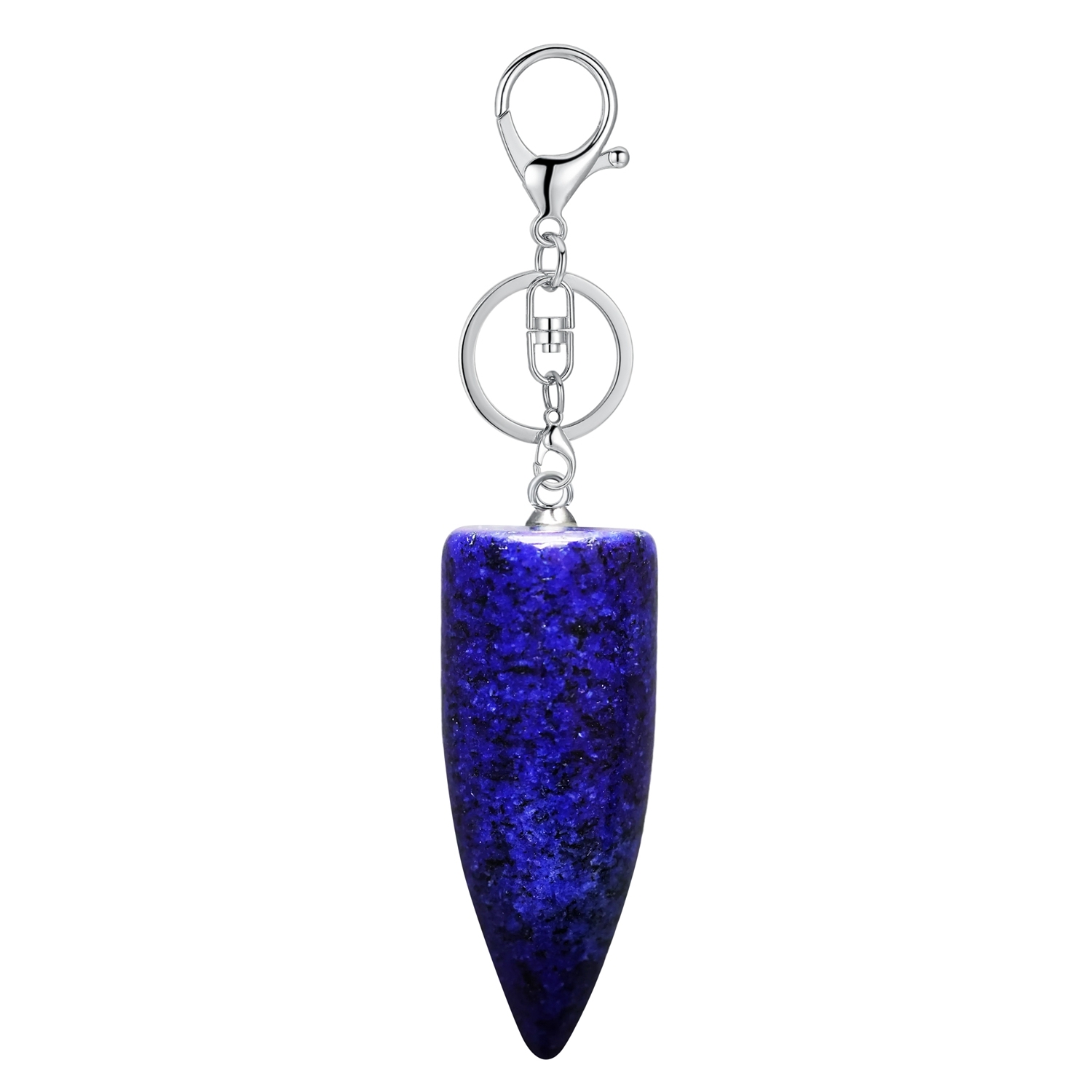 1 Pc Natural Bullet Chakra Stone Pendant Keychain Healing Energy Crystal Keyring Charms for Men Women
